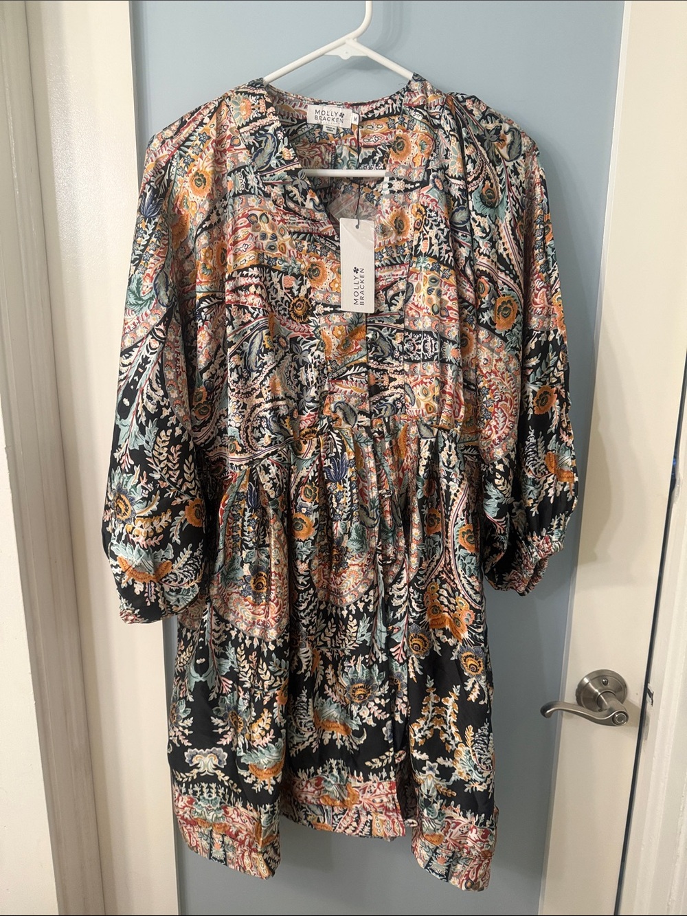 Molly Bracken  Floral Paisley Tunic Dress 
Belt loops but no belt included